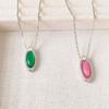 Colar Verde de Calcedônia Estilo Colfra Dongdaemun Coreano, Anel Rosa de Ágata Versátil de Luxo Leve Vintage para Mulheres