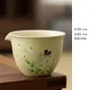 Pintura al Óleo de Margarita Pintada a Mano Estilo Mariposa Taza de Feria Cerámica Kung Fu Juego de Té Hogar Pequeño Fresco Divisor de Té Mariposa