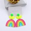 Nuevos pendientes geométricos de color fluorescente Arcoíris joyería para orejas pendientes de semicírculo cosidos personalidad de moda pendientes sencillos para mujer