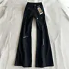 Roupas femininas plus size, jeans flare preto estilo retro americano para mulheres, cintura alta, modelagem solta, calças compridas que emagrecem
