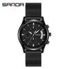Sanda AliExpress Nuevo Nuevo Pequeño Tres Agujas con Calendario Escala de Picos Reloj de Cuarzo para Hombre Reloj de Moda
