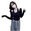 Camiseta de manga larga con cuello colgante para mujer, versión coreana de primavera y otoño, con nueva personalidad, camisa base de figura elegante, venta al por mayor