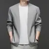 Cárdigan de Punto para Hombre de Manga Larga Estilo Coreano Otoño Color Sólido Casual Moda Masculina Cárdigan de Punto Versátil para Hombres Jóvenes y de Edad Media