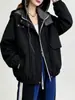 Moda Otoño 2026 Versátil Chaqueta con Capucha y Cremallera para Mujer, Corte Holgado, Adelgazante, Gabardina Casual Elegante para Mujer