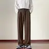 Elegantes pantalones para hombre para primavera y otoño, nuevo estilo de Hong Kong, pantalones casuales holgados de moda para hombres y mujeres, pantalones rectos de pierna ancha de color liso