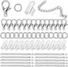 Clip de hebilla de cuerda con electrochapado de hierro, cierre de langosta, anillo abierto, cadena de extensión, juego de accesorios para joyería hecha a mano semiacabada para bricolaje