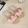 Novas Sandálias Rasteirinhas Femininas com Flores, Estilo Fada Moderno e Versátil com Saia, Sandálias Antiderrapantes para Usar na Rua, Lazer Férias Praia