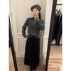 Cardigan de Tricô Botonê Falso Duas Peças para Mulheres, Suéter Patchwork Xadrez Primavera 2026, Cardigan Casual Chic Preguiçoso