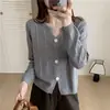 Suéter de Punto con Abertura en el Cuello para Mujer, Delgado, Otoño Nuevo, Capa Base, Camisa, Top, Suéter de Punto Holgado