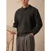 Suéter de Punto con Cuello Polo para Hombre, Chaqueta Pulóver de Moda, Suéter Elástico de Alto Rendimiento para Hombre con Acabado de Lujo, No Requiere Planchado