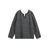 Sudadera ACE estilo retro americano con cuello henley, estilo universitario casual, sudadera con capucha de dos piezas falsas para adolescentes, para hombre HX1070