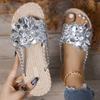 Europa y Estados Unidos comercio exterior transfronterizo zapatos de mujer verano nuevo flor suela blanda talla grande playa sandalias de dedo mujer para exterior