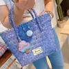 Hd5212A06 Bolsa de Mão Tecida Azul Denim Cesta de Rattan Bolsa de Compras Bolsa Tote Casual Bolsa para o Trabalho