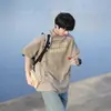 Fornecimento Direto da Fábrica 220g Peso Pesado Estampa de Desenho Animado Manga Curta Masculina Verão 2025 Nova Camiseta Gola Redonda Estilo Japonês