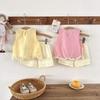 Conjunto de Ropa de Verano para Niñas Estilo Coreano de Moda Chal Floral Tridimensional Camisa de Muñeca Pantalones Cortos de Encaje