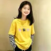 Camiseta de Manga Larga de Dibujos Animados para Niñas Ropa Interior de Otoño Nuevo Estilo 2026 Niños Medianos y Grandes Camisa Base de Algodón Puro Falsa de Dos Piezas