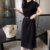 Falda Larga de Cuero de Leche Estilo Coreano Personalizada para Mujer, Falda Larga Holgada, de Moda y Relajada con Mangas Cortas para Usar en Verano, Vestido Fresco