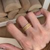 Anel Pérola Transportador Antigo Médio Vintage para Mulheres Corte Nicho Luz Luxo Sofisticado Moda Espiga de Trigo Micro-cravado