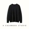 Suéter de Cashmere Espesso de Comprimento Médio para Outono e Inverno Feminino, Gola Redonda, Estilo Preguiçoso, Solto, Simples, Para o Trabalho, Suéter de Tricô, Camada Base