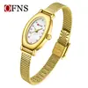 Reloj de Cuarzo para Mujer Nuevo Popular de Segunda Mano Ofns Simple, Compacto y Versátil Reloj Impermeable Ovalado de Nicho para Mujer