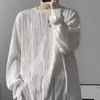 Venda Direta do Fabricante: Camiseta de Manga Longa para Homens, Corte Solto, Camada Base Moderna, Estilo Minimalista, Roupa Masculina, Estilo de Casal, Top com Forro de Fleece