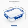 Pote de Almoço de Vidro Borossilicato com Tampa de Encaixe, Caixa Bento Selada para Piquenique, Caixa Bento para Micro-ondas, Caixa Retangular para Conservar Frescos