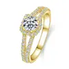 Anel de Diamante Cubo de Açúcar com Braço Dividido Exclusivo Transfronteiriço Anel de Personalidade Fashion Leve Luxo Anel Feminino Versátil Acessórios de Joias Anel Atacado