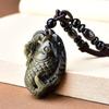 Collar con Colgante de Caballo Dragón y Peces Carpa y de la Fortuna en Obsidiana Dorada Natural para Hombres y Mujeres, Colgante de Buena Suerte en Exámenes para el Año del Zodiaco