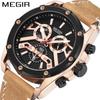 Reloj de Hombre Megir Transfronterizo Multifuncional Deportivo Luminoso Cuero Reloj de Marca Transfronterizo 2120
