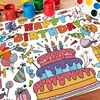 Pôster de Pintura de Aniversário Novo Desenho Animado Transfronteiriço Decoração de Fundo Pintada à Mão para Festa de Feriado DIY Infantil