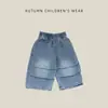 Calça Jeans Longa Estilo Primavera e Outono para Bebês Meninos Moda Calça de Barra Larga Bebê e Criança Pequena Cintura Elástica Casual Solta Tendência