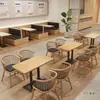 Restaurante de Macarrão Fast Food Cabine de Madeira Maciça Combinação de Mesa e Cadeira para Jantar Simples Moderno Restaurante Combinação Prática de Mesa e Cadeira