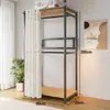 Armario sencillo para dormitorio, uso doméstico, vestidor, armario de esquina, resistente y duradero, estilo abierto, armario de metal ensamblado
