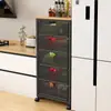 Armario de Almacenamiento Estrecho para Cocina con Cajones Deslizables, Cesta Multifuncional para Frutas y Verduras, Estante de Almacenamiento Multicapa para el Lado del Refrigerador