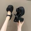 Zapatos Mary Jane de Tacón Grueso de Tacón Alto para Mujer 2025 Nuevos Otoño e Invierno Estilo Preppy Zapatos Negros Bailarinas Planas con Lazo para Mujer