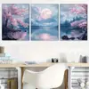 Paisaje de Comercio Exterior Pintura de Montaña Nevada Flor de Cerezo Pintura Decorativa DIY para Sala de Estar y Oficina, Más Vendido en Amazon