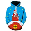 Navidad Talla Grande Amazon Transfronterizo Impresión Digital Sudadera con Capucha de Manga Larga Serie Navideña Sudadera Casual para Hombre