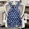 Nova Mochila Estilo Academia Americana Bordada com Estrelas para Alunas, Versátil para Alunos do Ensino Fundamental II e Ensino Médio