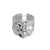 Anillo texturizado de superficie ancha para mujer, forma geométrica irregular, anillo abierto para el día a día, anillo para el dedo índice estilo Hip-Hop, moderno