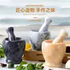 Mortero y Maja de Piedra Natural para Ajo, Molinillo de Ajo, Preparador de Pasta de Ajo, Mortero de Piedra para Moler y Triturar en Casa