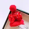 C02 diadema de lazo rojo luminoso de Año Nuevo para niños niña decoración festiva de Año Nuevo para padres e hijos sombrero tridimensional de pompón de piel
