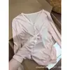 Chaqueta Cárdigan Rosa de Seda de Hielo con Protección Solar para Mujer, Camisa de Verano Delgada de Corte Holgado Adelgazante para Aire Acondicionado, Top Transpirable de Manga Larga con Cuello en V