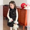 Aimo Beibei Temperamento Meninas Espessado Quente Roupas de Véspera de Ano Novo Bonito Patchwork Acolchoado Estilo Ocidental Saia Cheongsam Melhorada