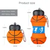 Botella de agua para deportes al aire libre, taza plegable esférica de silicona, fútbol portátil, anticaída, antifugas, plegable