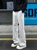 Calça de moletom masculina com corte enviesado estilo americano, novo modelo outono 2026, plus size, perna reta, emagrecedora, casual, esportiva