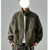 Chaqueta de Cuero Estilo Tie-Dye Desgastado Retro Americano Suelta para Hombre Primavera Otoño Marca de Moda Oversize Solapa Chaqueta de Motociclista