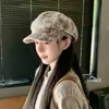 Gorra Newsboy Retro a Cuadros Degradados Japonesa para Mujer, Nuevo Estilo Británico de Otoño, Versátil para Circunferencia de Cabeza Grande, Gorra Newsboy Adelgazante