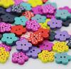 Pequenos botões de bolinhas amor atacado DIY acessórios crianças estrela de cinco pontas flor de ameixa botões de madeira cor misturada