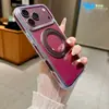 Funda Magnética de Cristal de Hielo para iPhone 18 Pro con Soporte Giratorio de 360 Grados Apple 17 Funda Transparente de Dos Tonos Anti-Caídas