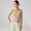 Novo suéter feminino de caxemira para outono e inverno com gola alta empilhada, macio e solto, suéter base de tricô pullover emagrecedor e versátil